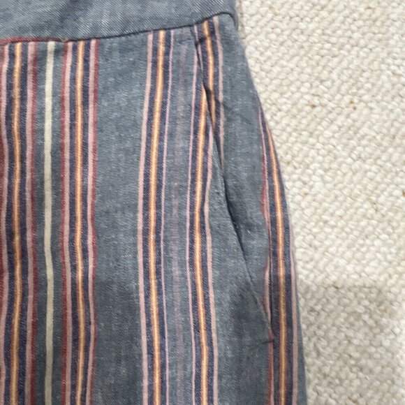 Madewell Pants Extra Small XS Huston Pull-On Side-Button Crop Rainbow Stripe - Picture 5 of 8